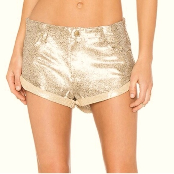 Spell Bond Girl Gold Sequin Shorts Large - Picture 13 of 13